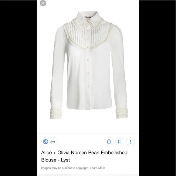 Alice + Olivia White Sheer Button Down Shirt - Picture 8 of 8